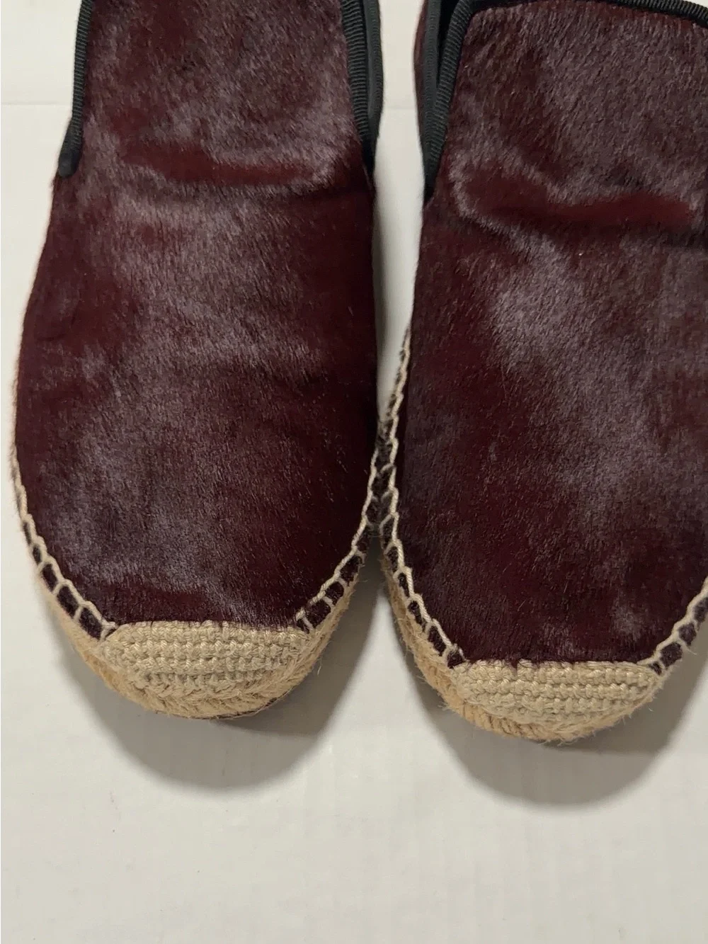 Celine  Burgundy Slip-On calf pony hair Espadrilles with Jute Trim